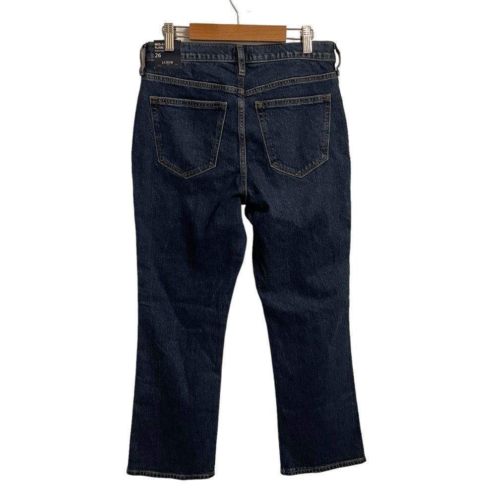 J. Crew Factory Mid Rise Flare Crop Jeans Dark Wash Button Fly Size 26 NWT - Picture 5 of 7